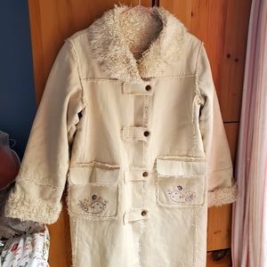 Donaldson & Disney Cream Canvas & Faux Fur Lined Pennylane Style Coat 40